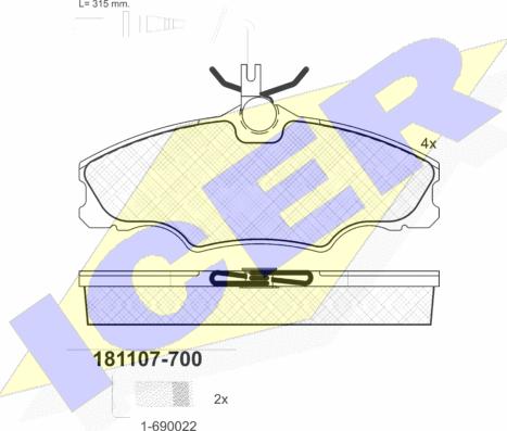 Icer 181107-700 - Гальмівні колодки, дискові гальма autozip.com.ua