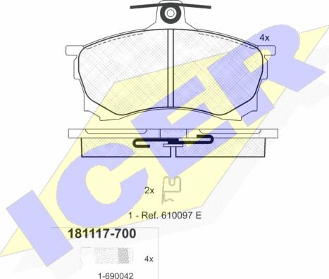 Icer 181117-700 - Гальмівні колодки, дискові гальма autozip.com.ua