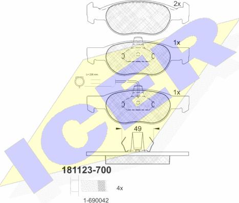 Icer 181123-700 - Гальмівні колодки, дискові гальма autozip.com.ua