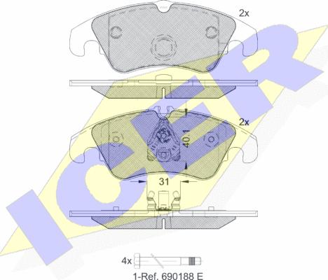 Icer 181862-203 - Гальмівні колодки, дискові гальма autozip.com.ua