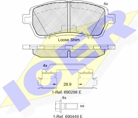 Icer 181881-204 - Гальмівні колодки, дискові гальма autozip.com.ua