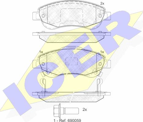 Icer 181887 - Гальмівні колодки, дискові гальма autozip.com.ua