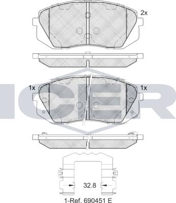 Icer 181826e1 - Гальмівні колодки, дискові гальма autozip.com.ua