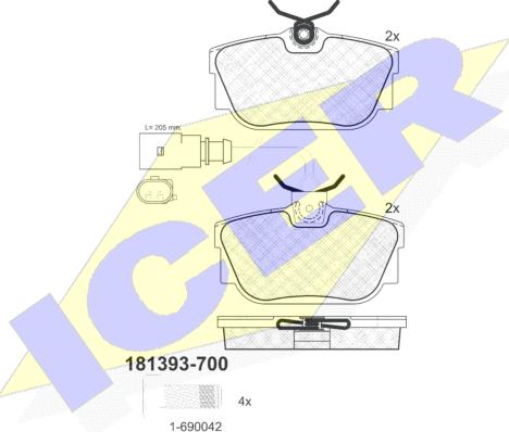 Icer 181393-700 - Гальмівні колодки, дискові гальма autozip.com.ua