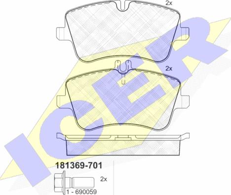 Icer 181369-701 - Гальмівні колодки, дискові гальма autozip.com.ua