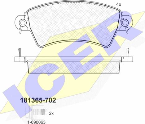 Icer 181365-702 - Гальмівні колодки, дискові гальма autozip.com.ua