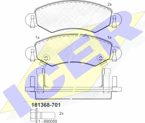 Icer 181368-701 - Гальмівні колодки, дискові гальма autozip.com.ua