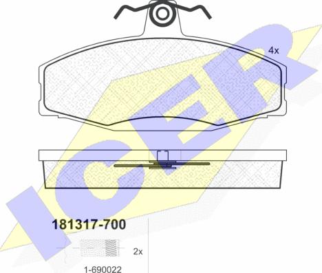 Icer 181317-700 - Гальмівні колодки, дискові гальма autozip.com.ua