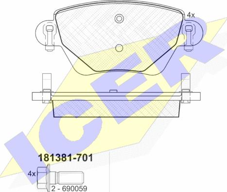 Icer 181381-701 - Гальмівні колодки, дискові гальма autozip.com.ua