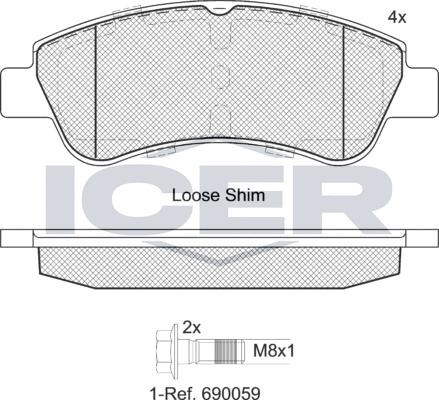 Icer 181388-402 - Гальмівні колодки, дискові гальма autozip.com.ua