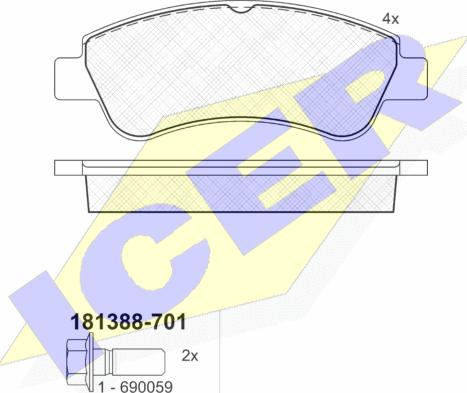 Icer 181388-701 - Гальмівні колодки, дискові гальма autozip.com.ua