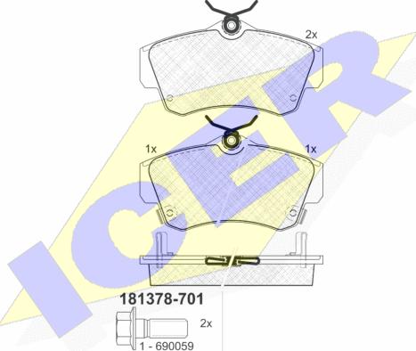 Icer 181378-701 - Гальмівні колодки, дискові гальма autozip.com.ua