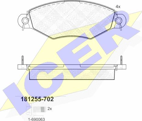 Icer 181255-702 - Гальмівні колодки, дискові гальма autozip.com.ua