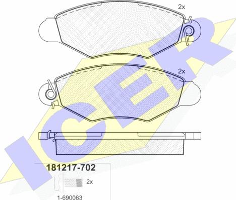 Icer 181217-702 - Гальмівні колодки, дискові гальма autozip.com.ua