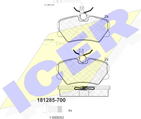 Icer 181285-700 - Гальмівні колодки, дискові гальма autozip.com.ua