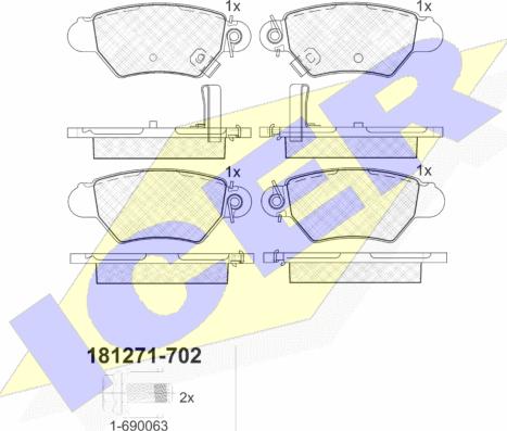 Icer 181271-702 - Гальмівні колодки, дискові гальма autozip.com.ua