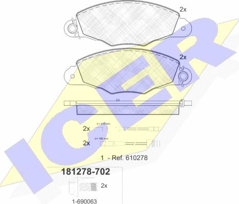 Icer 181278-702 - Гальмівні колодки, дискові гальма autozip.com.ua