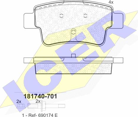 Icer 181740-701 - Гальмівні колодки, дискові гальма autozip.com.ua