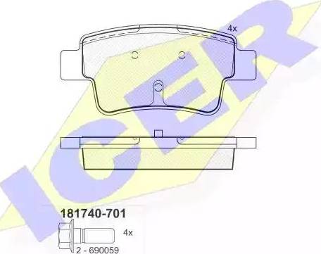 Icer 181740 - Гальмівні колодки, дискові гальма autozip.com.ua