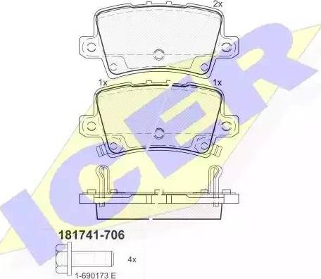 Icer 181741 - Гальмівні колодки, дискові гальма autozip.com.ua