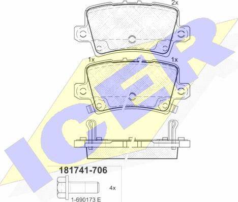 Icer 181741-706 - Гальмівні колодки, дискові гальма autozip.com.ua