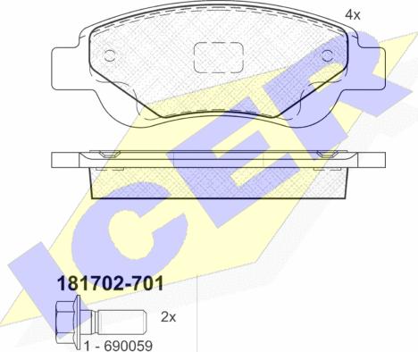 Icer 181702-701 - Гальмівні колодки, дискові гальма autozip.com.ua