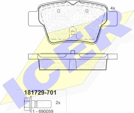 Icer 181729-701 - Гальмівні колодки, дискові гальма autozip.com.ua