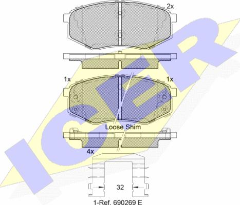 Icer 182094 - Гальмівні колодки, дискові гальма autozip.com.ua