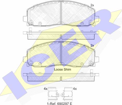 Icer 182054 - Гальмівні колодки, дискові гальма autozip.com.ua