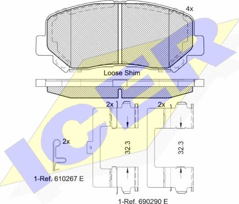 Icer 182055 - Гальмівні колодки, дискові гальма autozip.com.ua