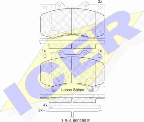 Icer 182051 - Гальмівні колодки, дискові гальма autozip.com.ua