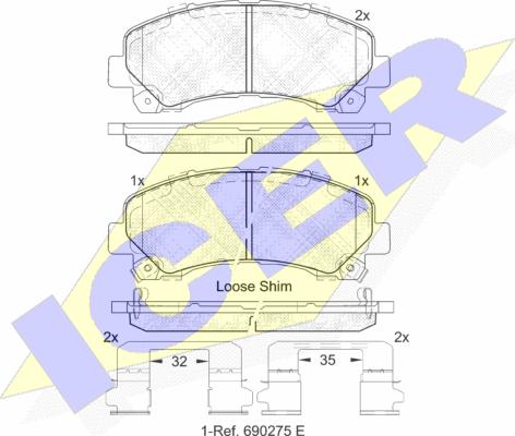 Icer 182082 - Гальмівні колодки, дискові гальма autozip.com.ua