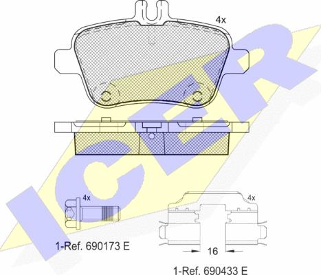 Icer 182039-067 - Гальмівні колодки, дискові гальма autozip.com.ua