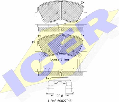 Icer 182035 - Гальмівні колодки, дискові гальма autozip.com.ua