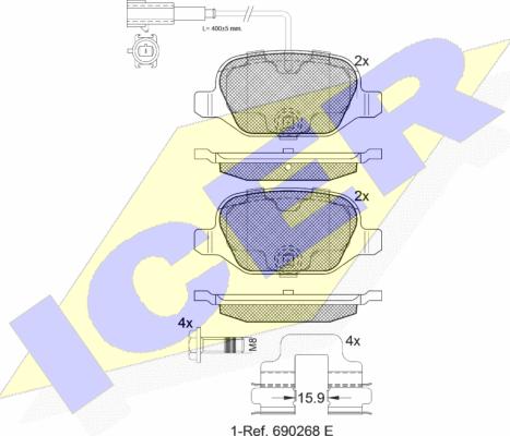 Icer 182038 - Гальмівні колодки, дискові гальма autozip.com.ua