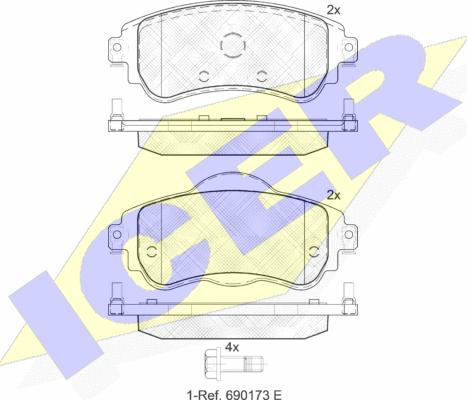 Icer 182027 - Гальмівні колодки, дискові гальма autozip.com.ua