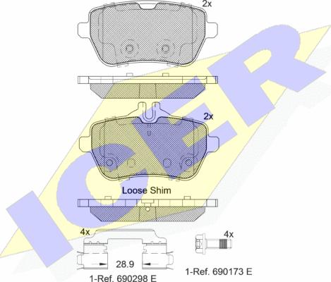 Icer 182076 - Гальмівні колодки, дискові гальма autozip.com.ua