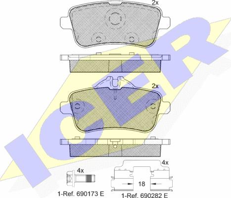 Icer 182072-067 - Гальмівні колодки, дискові гальма autozip.com.ua