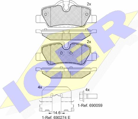 Icer 182190 - Гальмівні колодки, дискові гальма autozip.com.ua