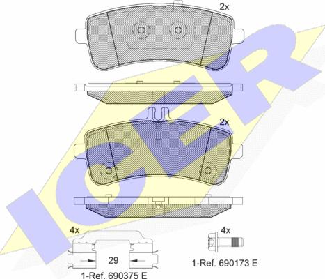 Icer 182145-202 - Гальмівні колодки, дискові гальма autozip.com.ua