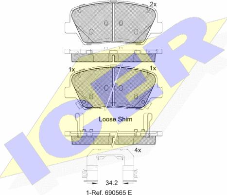 Icer 182147-203 - Гальмівні колодки, дискові гальма autozip.com.ua