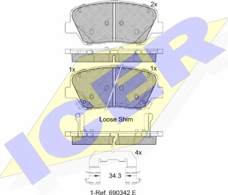 Icer 182147 - Гальмівні колодки, дискові гальма autozip.com.ua