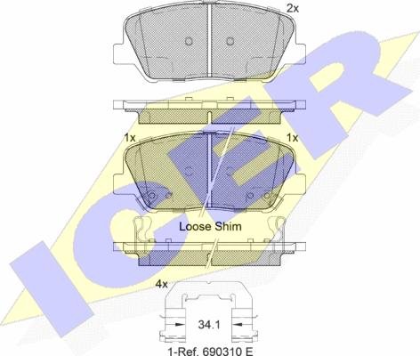 Icer 182102 - Гальмівні колодки, дискові гальма autozip.com.ua