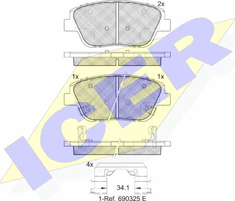 Icer 182136 - Гальмівні колодки, дискові гальма autozip.com.ua