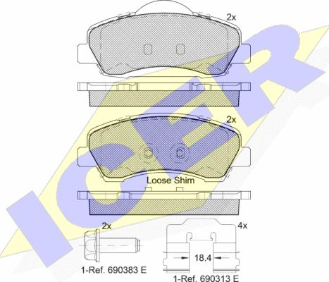 Icer 182131 - Гальмівні колодки, дискові гальма autozip.com.ua