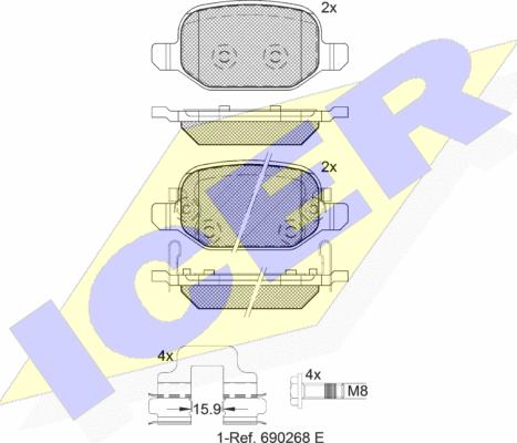 Icer 182127 - Гальмівні колодки, дискові гальма autozip.com.ua