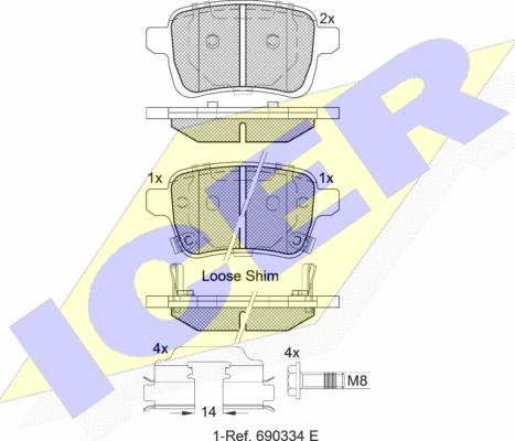 Icer 182170 - Гальмівні колодки, дискові гальма autozip.com.ua