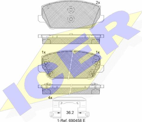 Icer 182306 - Гальмівні колодки, дискові гальма autozip.com.ua