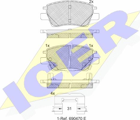 Icer 182311 - Гальмівні колодки, дискові гальма autozip.com.ua