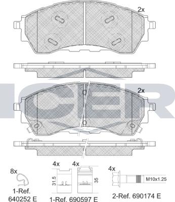 Icer 182382 - Гальмівні колодки, дискові гальма autozip.com.ua